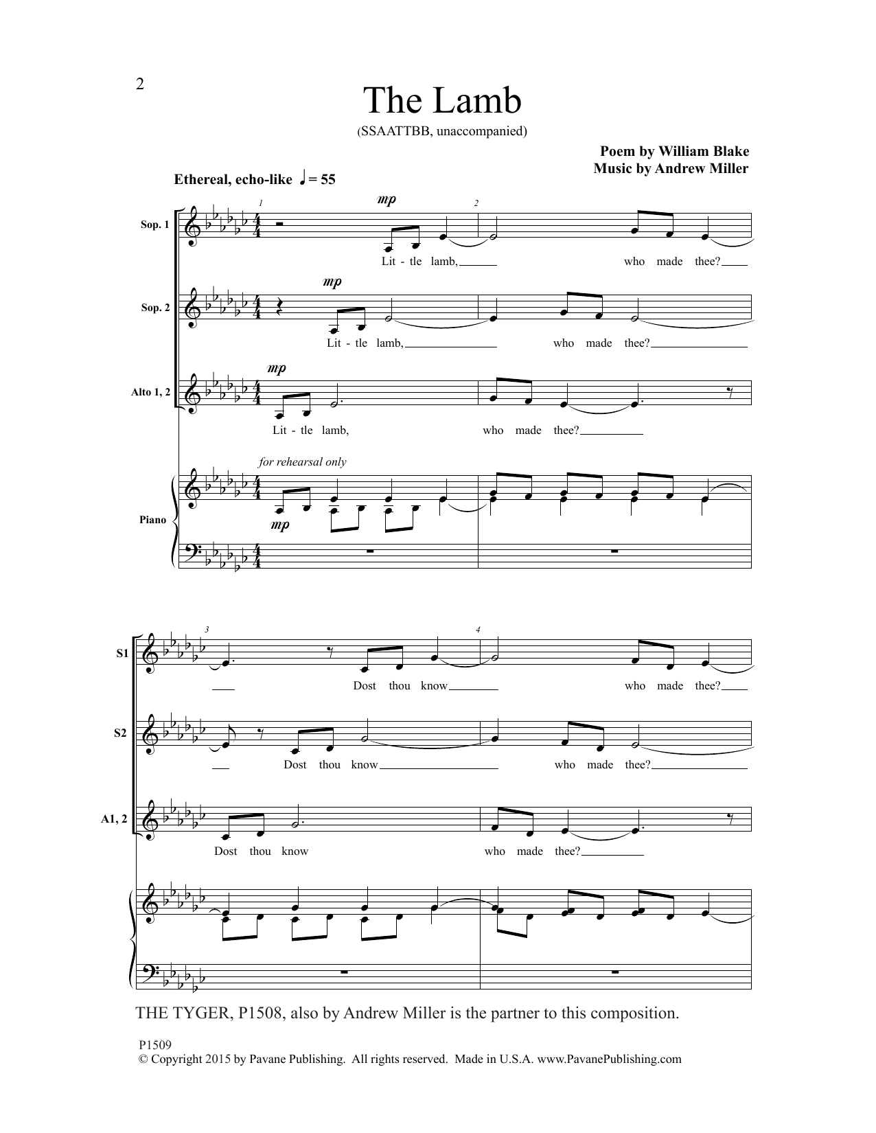 Andrew Miller The Lamb sheet music notes and chords. Download Printable PDF.