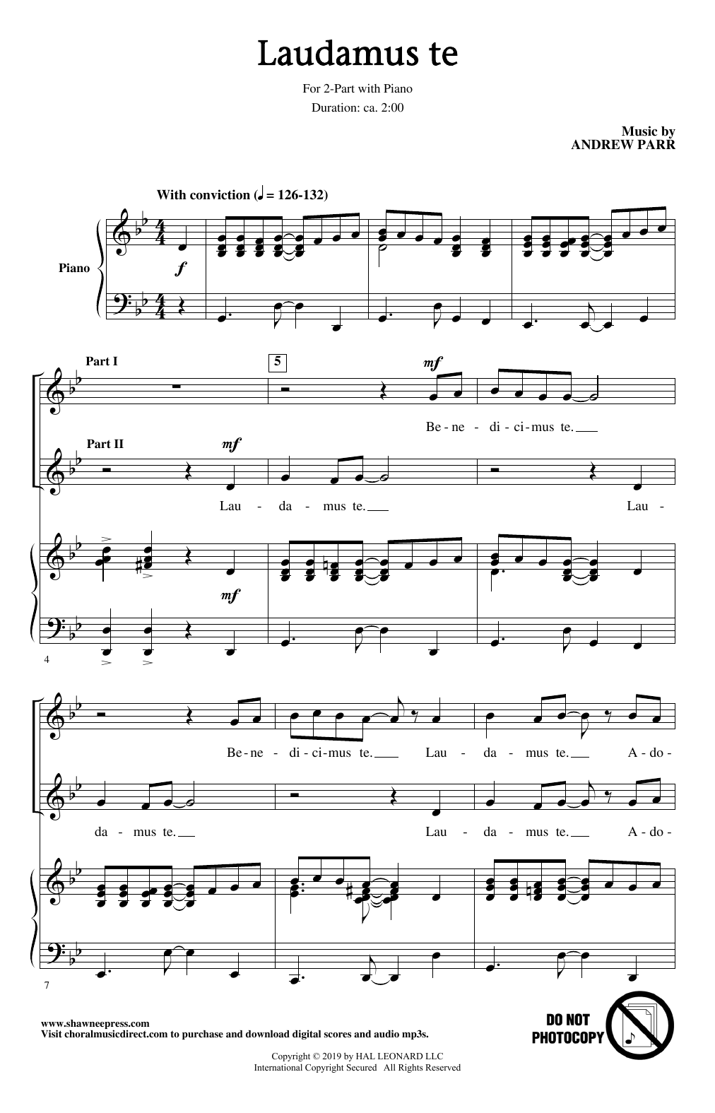 Andrew Parr Laudamus Te sheet music notes and chords. Download Printable PDF.