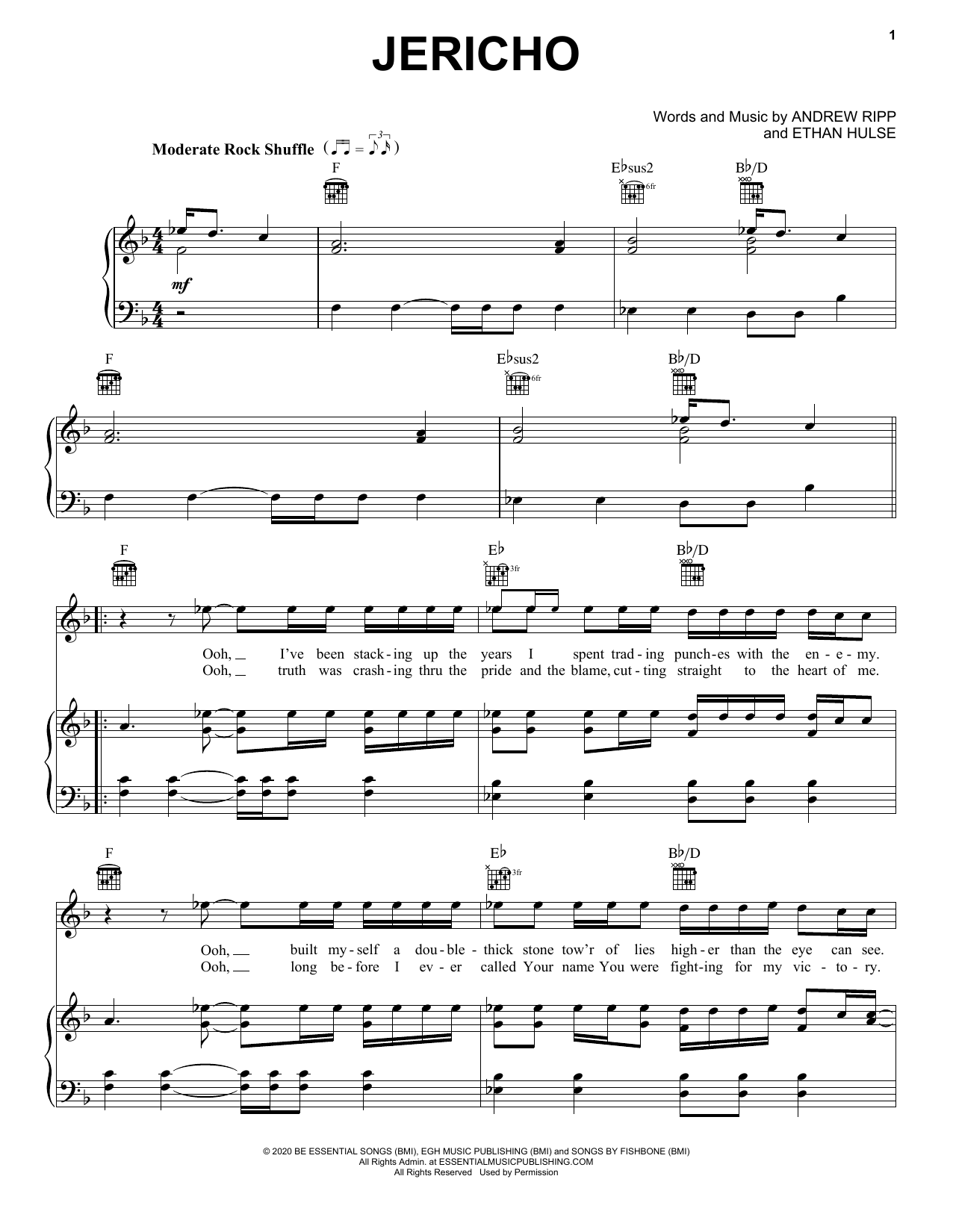 Andrew Ripp Jericho sheet music notes and chords. Download Printable PDF.