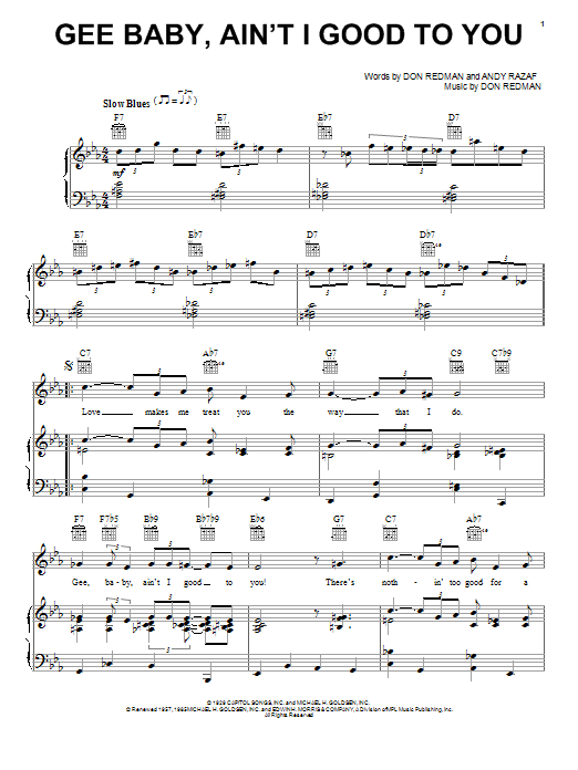 Andy Razaf Gee Baby, Ain't I Good To You sheet music notes and chords. Download Printable PDF.