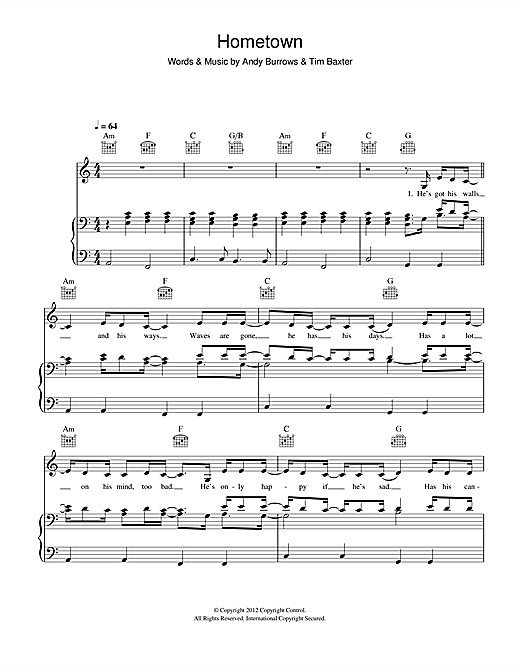 Andy Burrows Hometown sheet music notes and chords. Download Printable PDF.