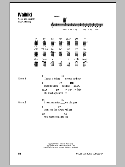 Andy Cummings Waikiki sheet music notes and chords. Download Printable PDF.