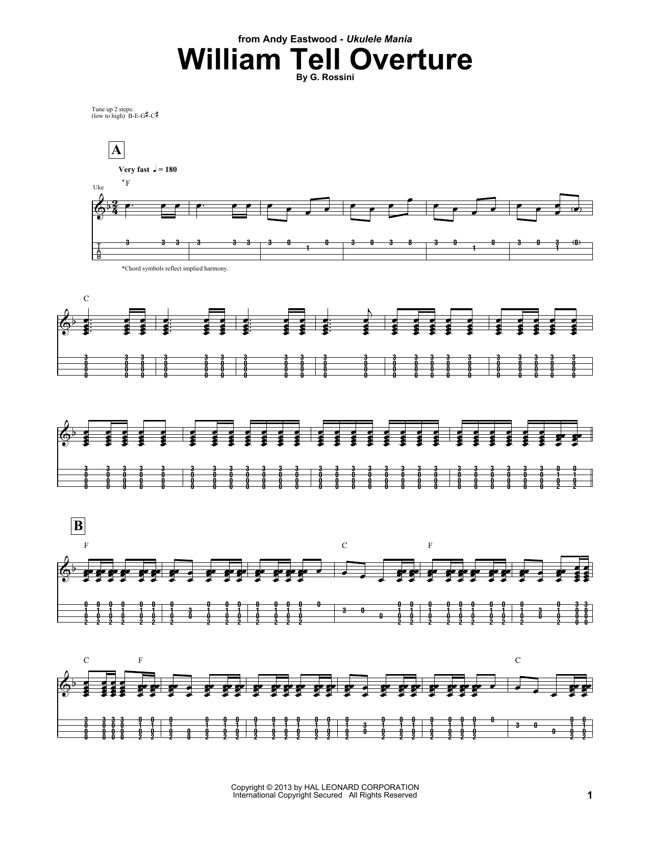 Andy Eastwood William Tell Overture sheet music notes and chords. Download Printable PDF.
