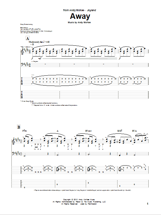 Andy McKee Away sheet music notes and chords. Download Printable PDF.