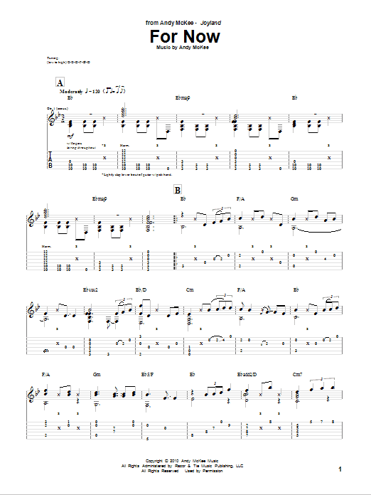 Andy McKee For Now sheet music notes and chords. Download Printable PDF.