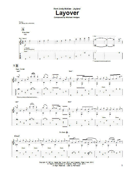 Andy McKee Layover sheet music notes and chords. Download Printable PDF.