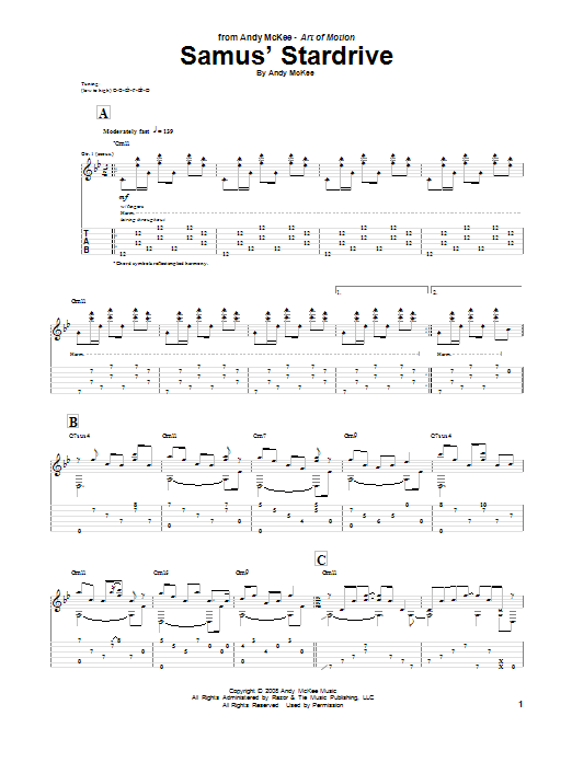 Learn to play Andy McKee Samus' Stardrive sheet music for Guitar Tab in minutes. Andy McKee Samus' Stardrive sheet music notes and chords. Download Printable PDF.