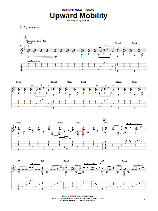 Andy McKee Upward Mobility sheet music notes and chords. Download Printable PDF.