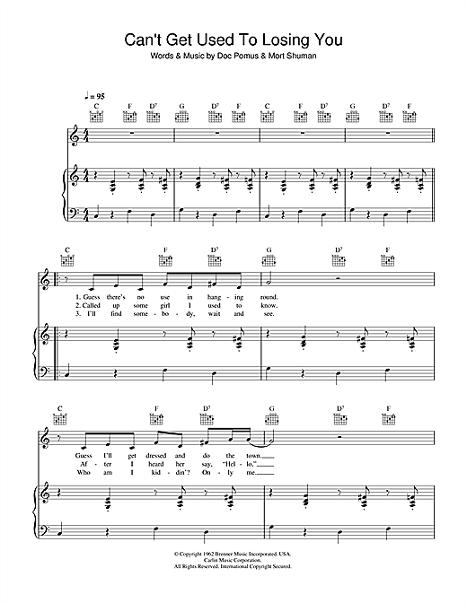 Learn to play Andy Williams Can't Get Used To Losing You sheet music for Piano, Vocal & Guitar in minutes. Andy Williams Can't Get Used To Losing You sheet music notes and chords. Download Printable PDF.