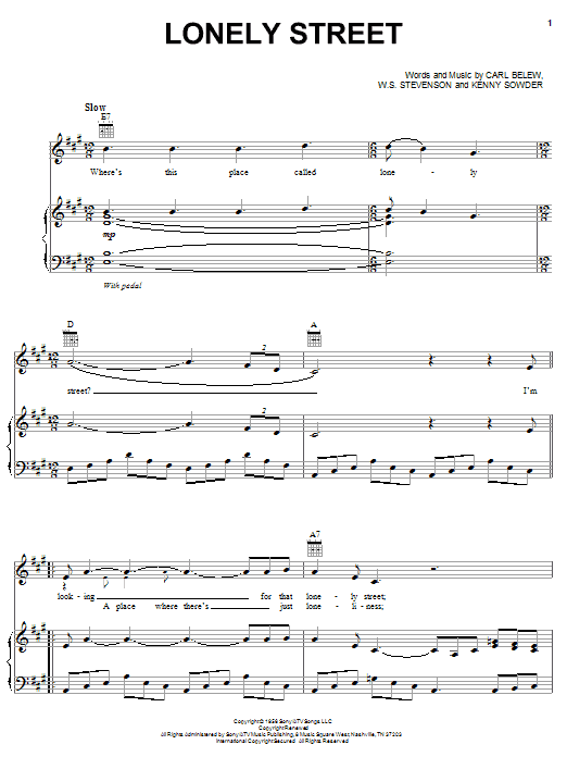 Andy Williams Lonely Street sheet music notes and chords. Download Printable PDF.