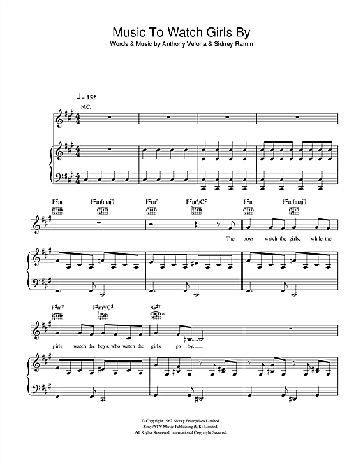 Learn to play Andy Williams Music To Watch Girls By sheet music for Lead Sheet / Fake Book in minutes. Price: 5.9900$ Andy Williams Music To Watch Girls By sheet music notes and chords arranged for Lead Sheet / Fake Book