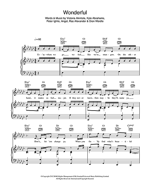 Angel Wonderful sheet music notes and chords. Download Printable PDF.