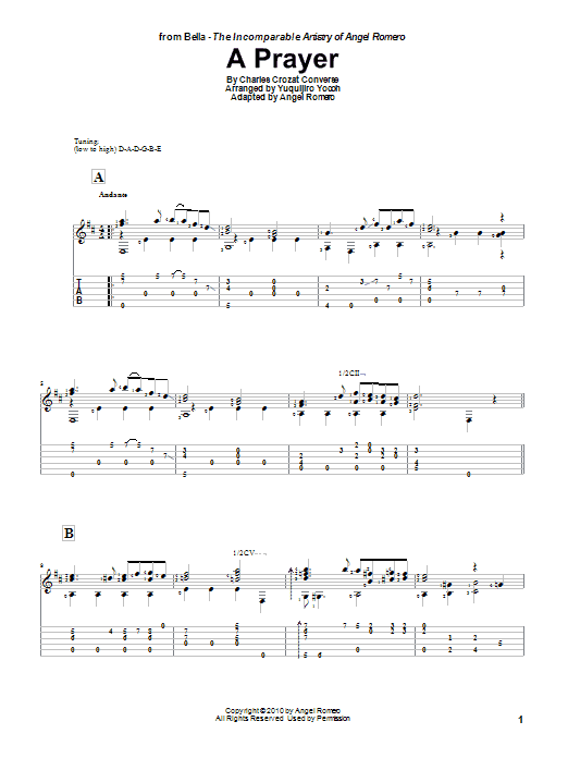 Angel Romero A Prayer sheet music notes and chords. Download Printable PDF.