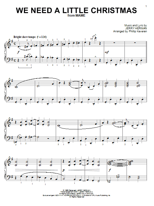 Angela Lansbury We Need A Little Christmas Arr Phillip Keveren Sheet Music Pdf Notes Chords Christmas Score Piano Solo Download Printable Sku 85348