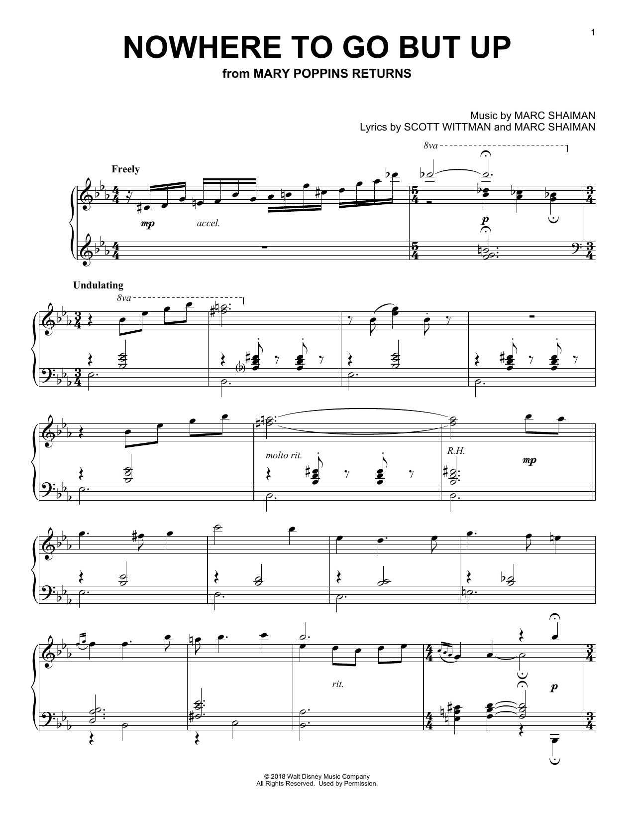 Learn to play Angela Lansbury & Company Nowhere To Go But Up (from Mary Poppin's Returns) sheet music for Piano Solo in minutes. Price: 7.8900$ Angela Lansbury & Company Nowhere To Go But Up (from Mary Poppin's Returns) sheet music notes and chords arranged for Piano Solo