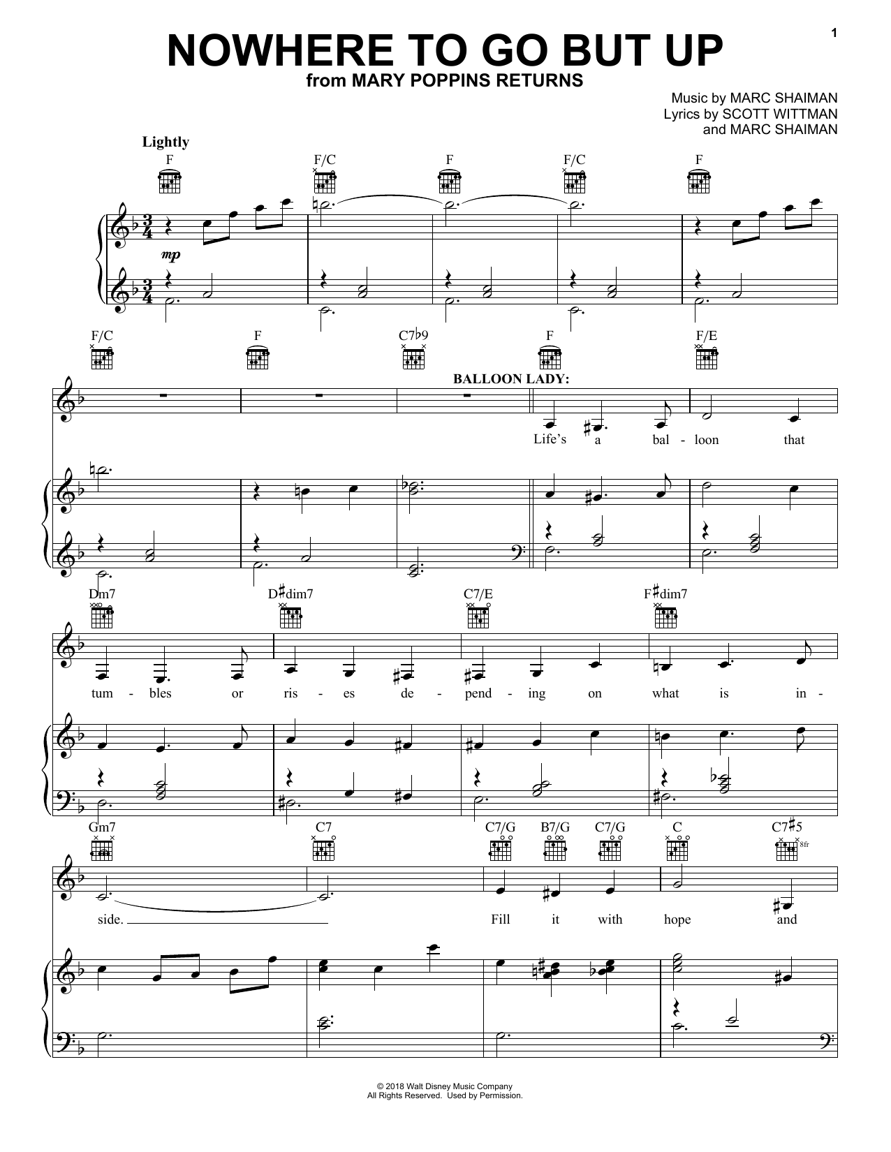 Angela Lansbury Company Nowhere To Go But Up From Mary Poppins Returns Sheet Music Pdf Notes Chords Disney Score Ukulele Download Printable Sku 4090