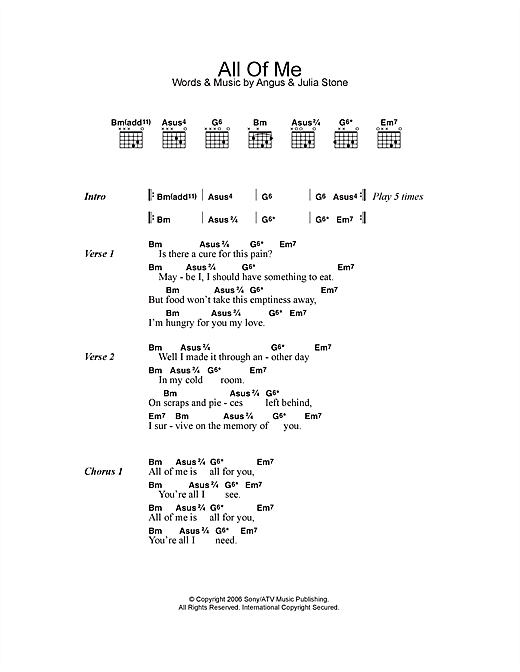 Angus Julia Stone All Of Me Sheet Music Pdf Notes Chords Folk Score Guitar Chords Lyrics Download Printable Sku 113742