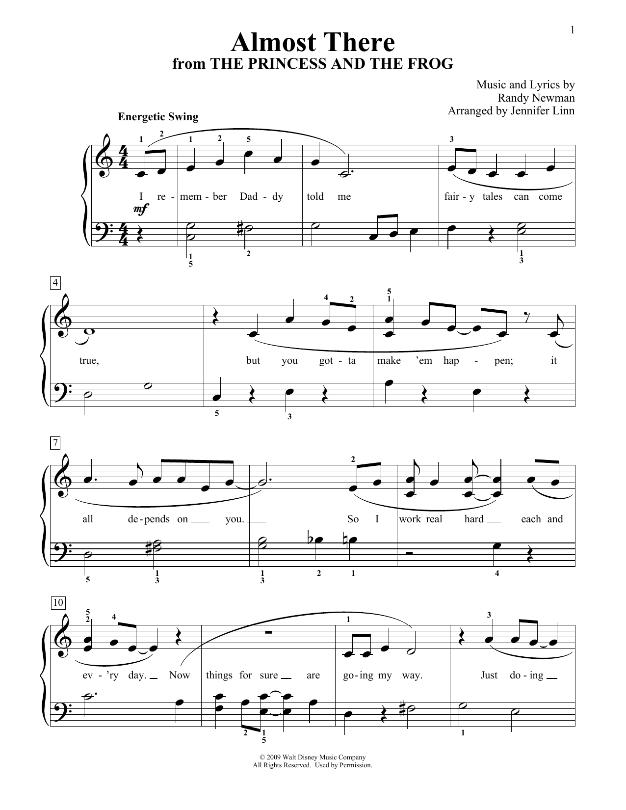 Learn to play Anika Noni Rose Almost There (from The Princess and the Frog) (arr. Jennifer Linn) sheet music for Educational Piano in minutes. Price: 6.9900$ Anika Noni Rose Almost There (from The Princess and the Frog) (arr. Jennifer Linn) sheet music notes and chords arranged for Educational Piano