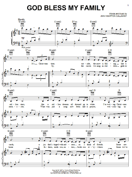 Ann Hampton Callaway God Bless My Family Sheet Music Pdf Notes