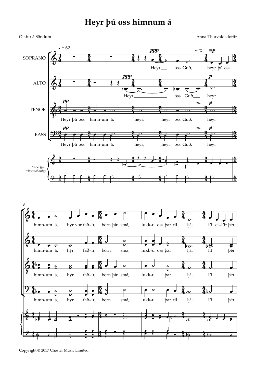 Learn to play Anna Thorvaldsdottir Heyr Þú Oss Himnum Á sheet music for SATB Choir in minutes. Price: 3.9900$ Anna Thorvaldsdottir Heyr Þú Oss Himnum Á sheet music notes and chords arranged for SATB Choir