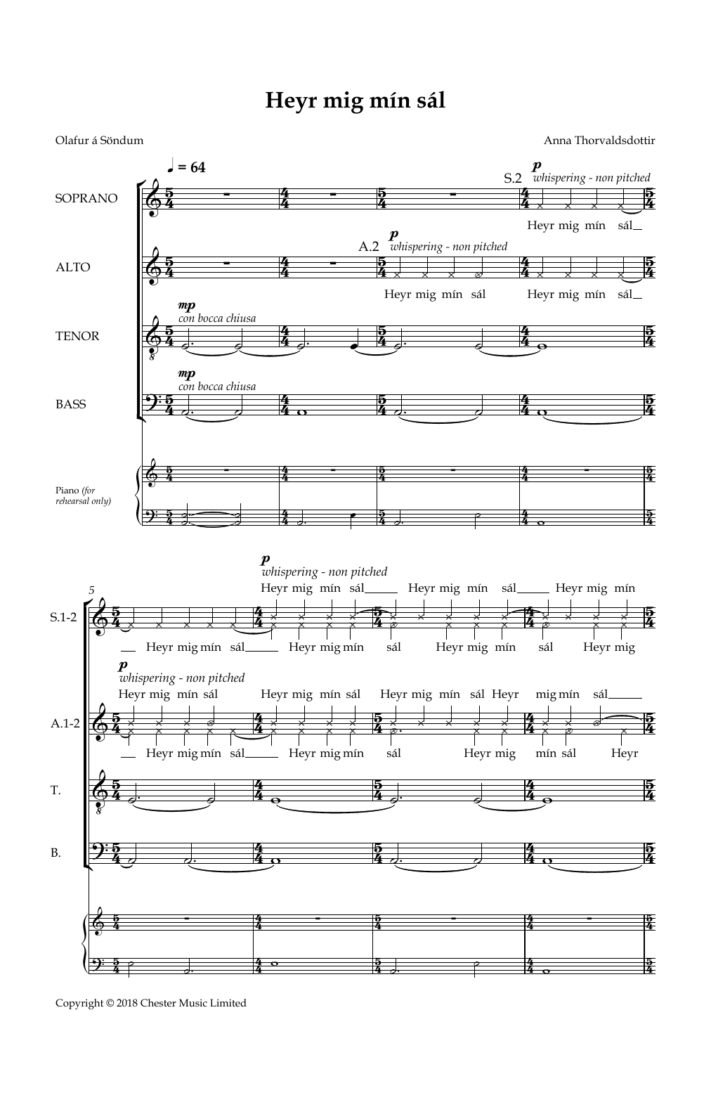 Learn to play Anna Thorvaldsdottir Heyr Mig Min Sal sheet music for SATB Choir in minutes. Price: 3.9900$ Anna Thorvaldsdottir Heyr Mig Min Sal sheet music notes and chords arranged for SATB Choir