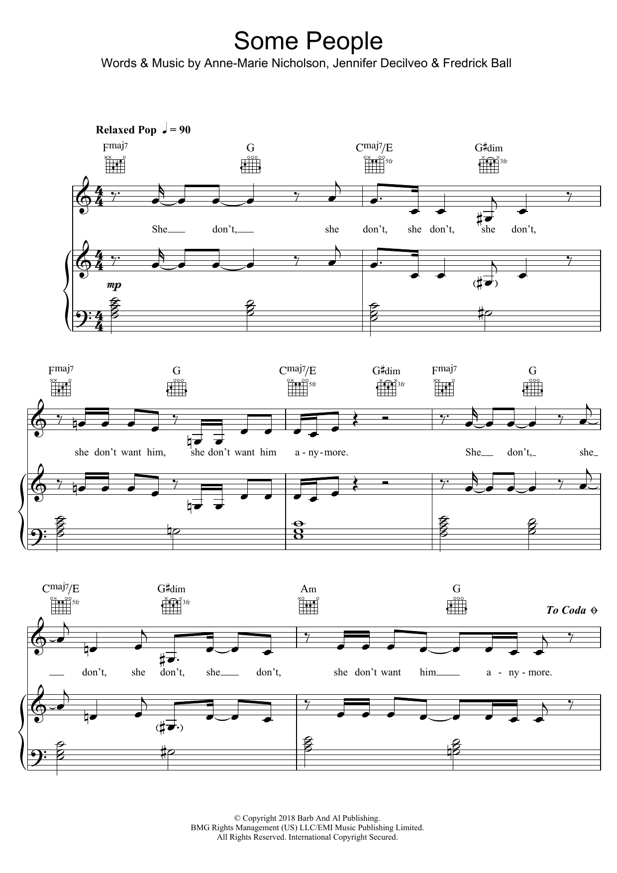 Anne-Marie Some People sheet music notes and chords. Download Printable PDF.