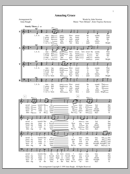 Learn to play Anne Raugh Amazing Grace sheet music for Choir in minutes. Anne Raugh Amazing Grace sheet music notes and chords. Download Printable PDF.