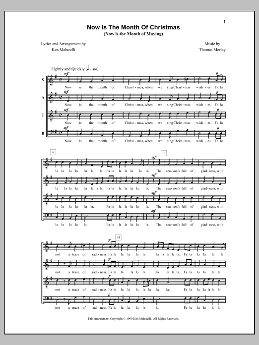 Learn to play Anne Raugh Now Is The Month Of Christmas sheet music for SATB Choir in minutes. Price: 3.9900$ Anne Raugh Now Is The Month Of Christmas sheet music notes and chords arranged for SATB Choir