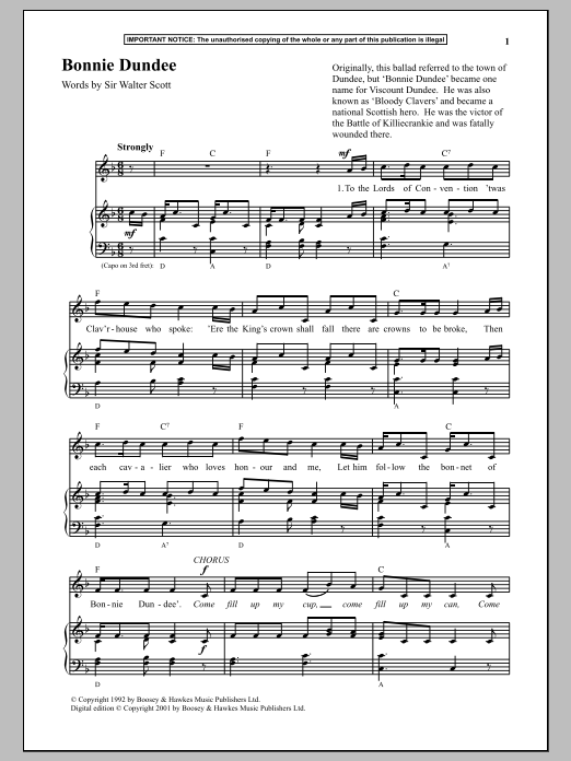 Anonymous Bonnie Dundee sheet music notes and chords. Download Printable PDF.