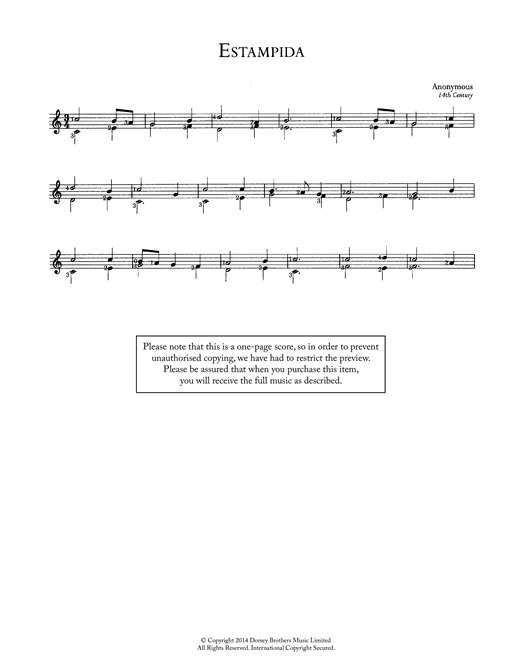 Learn to play Anonymous Estampida sheet music for Solo Guitar in minutes. Anonymous Estampida sheet music notes and chords. Download Printable PDF.