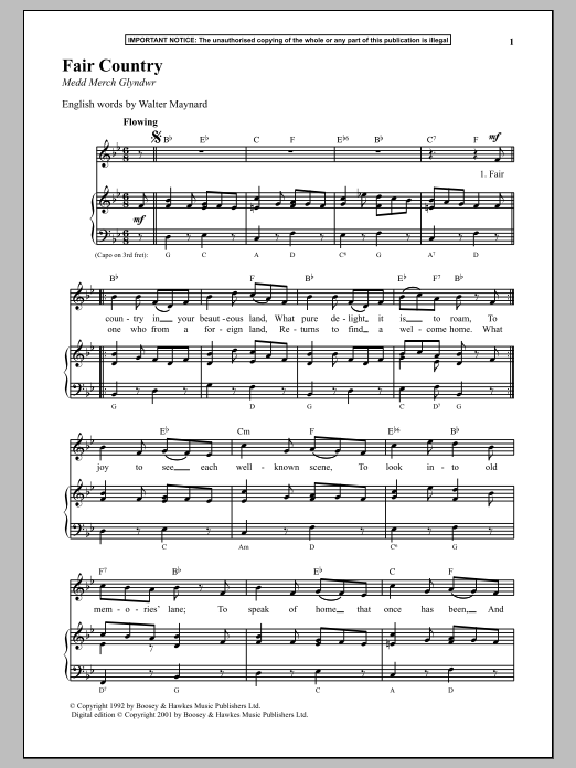 Anonymous Fair Country sheet music notes and chords. Download Printable PDF.