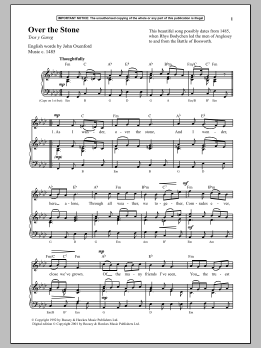 Anonymous Over The Stone sheet music notes and chords. Download Printable PDF.