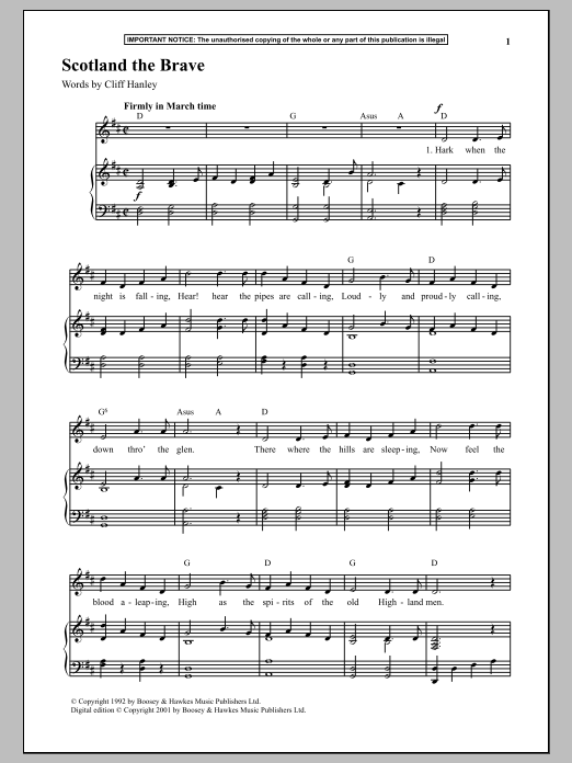 Anonymous Scotland The Brave sheet music notes and chords. Download Printable PDF.