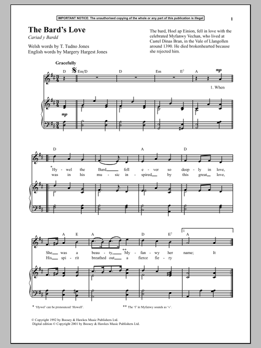 Anonymous The Bard's Love sheet music notes and chords. Download Printable PDF.