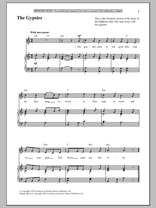 Anonymous The Gypsies sheet music notes and chords. Download Printable PDF.