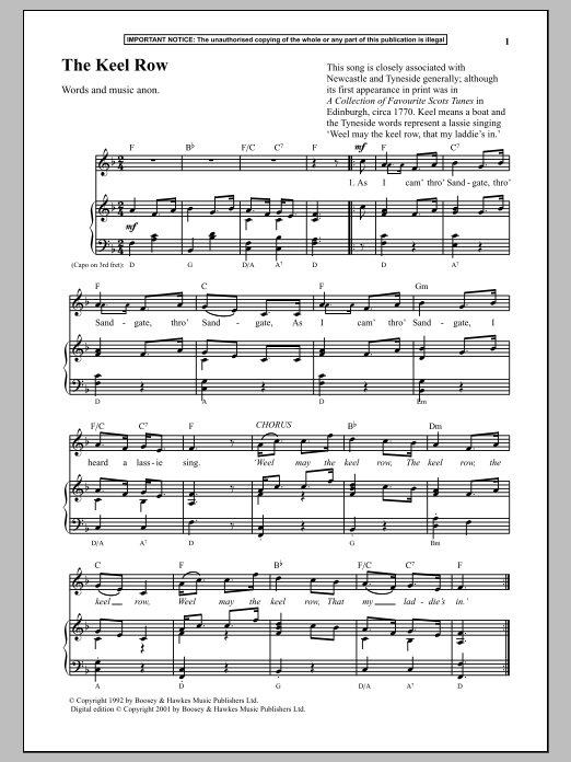 Anonymous The Keel Row sheet music notes and chords. Download Printable PDF.