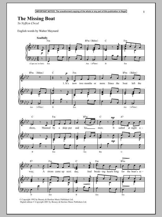 Anonymous The Missing Boat sheet music notes and chords. Download Printable PDF.