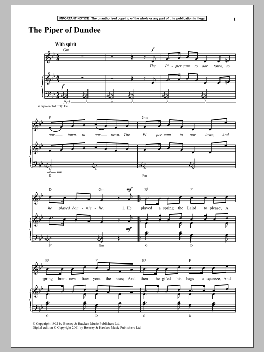 Anonymous The Piper Of Dundee sheet music notes and chords. Download Printable PDF.