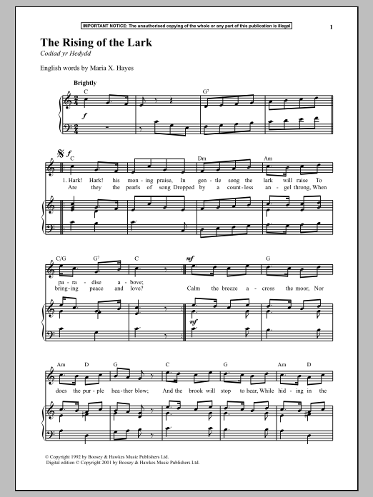 Learn to play Anonymous The Rising Of The Lark sheet music for Piano & Vocal in minutes. Price: 6.9900$ Anonymous The Rising Of The Lark sheet music notes and chords arranged for Piano & Vocal