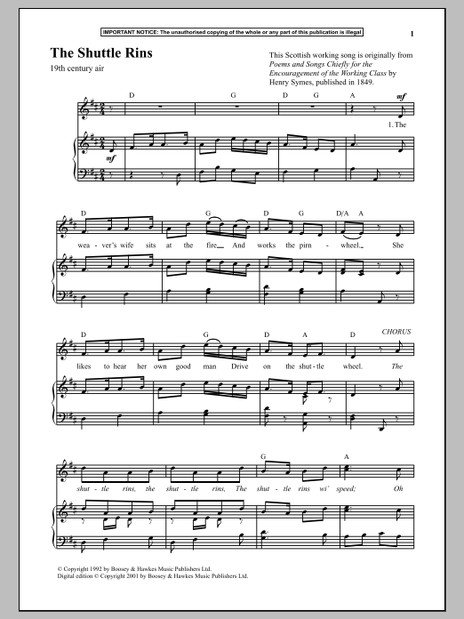 Anonymous The Shuttle Rins sheet music notes and chords. Download Printable PDF.