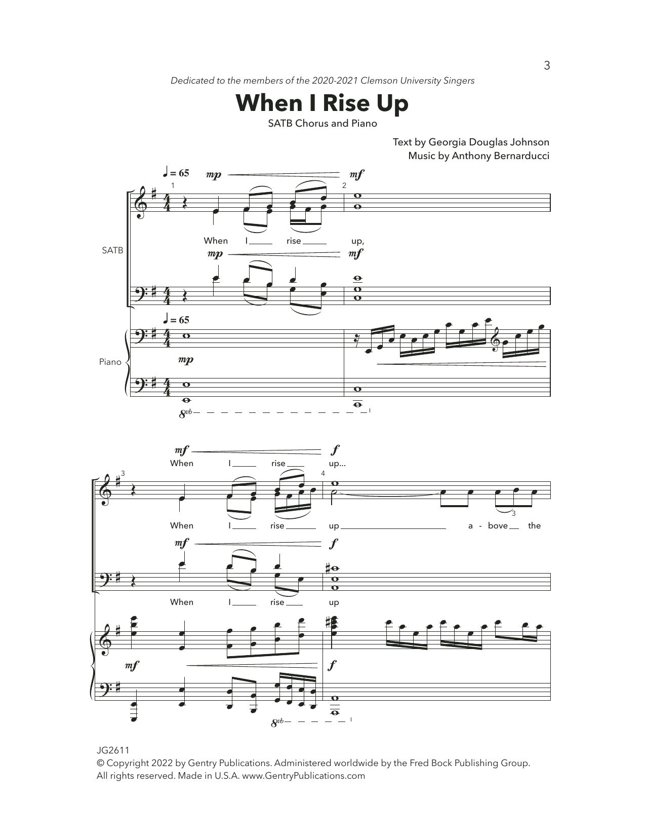 Anthony Bernarducci When I Rise Up sheet music notes and chords. Download Printable PDF.
