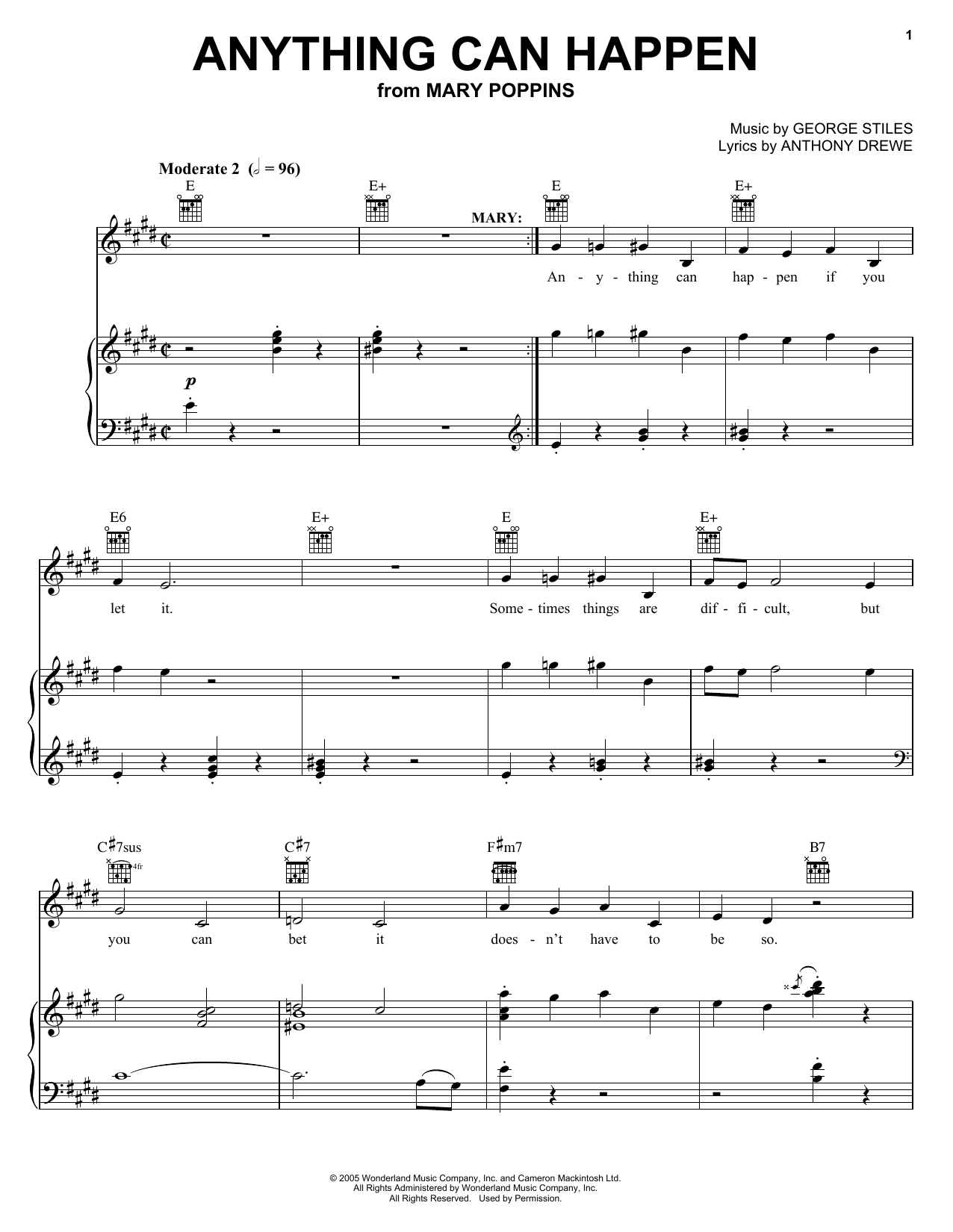 Anthony Drewe Anything Can Happen sheet music notes and chords. Download Printable PDF.