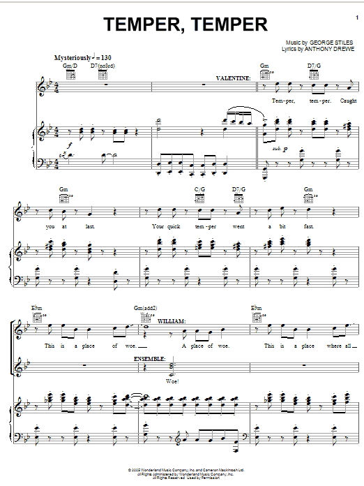 Stiles & Drewe Temper, Temper sheet music notes and chords. Download Printable PDF.