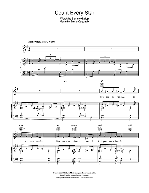 Learn to play Anthony Ray Count Every Star sheet music for Piano, Vocal & Guitar (Right-Hand Melody) in minutes. Anthony Ray Count Every Star sheet music notes and chords. Download Printable PDF.