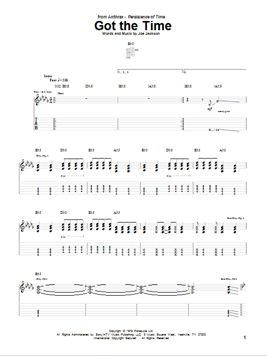 Learn to play Anthrax Got The Time sheet music for Guitar Tab in minutes. Price: 7.8900$ Anthrax Got The Time sheet music notes and chords arranged for Guitar Tab