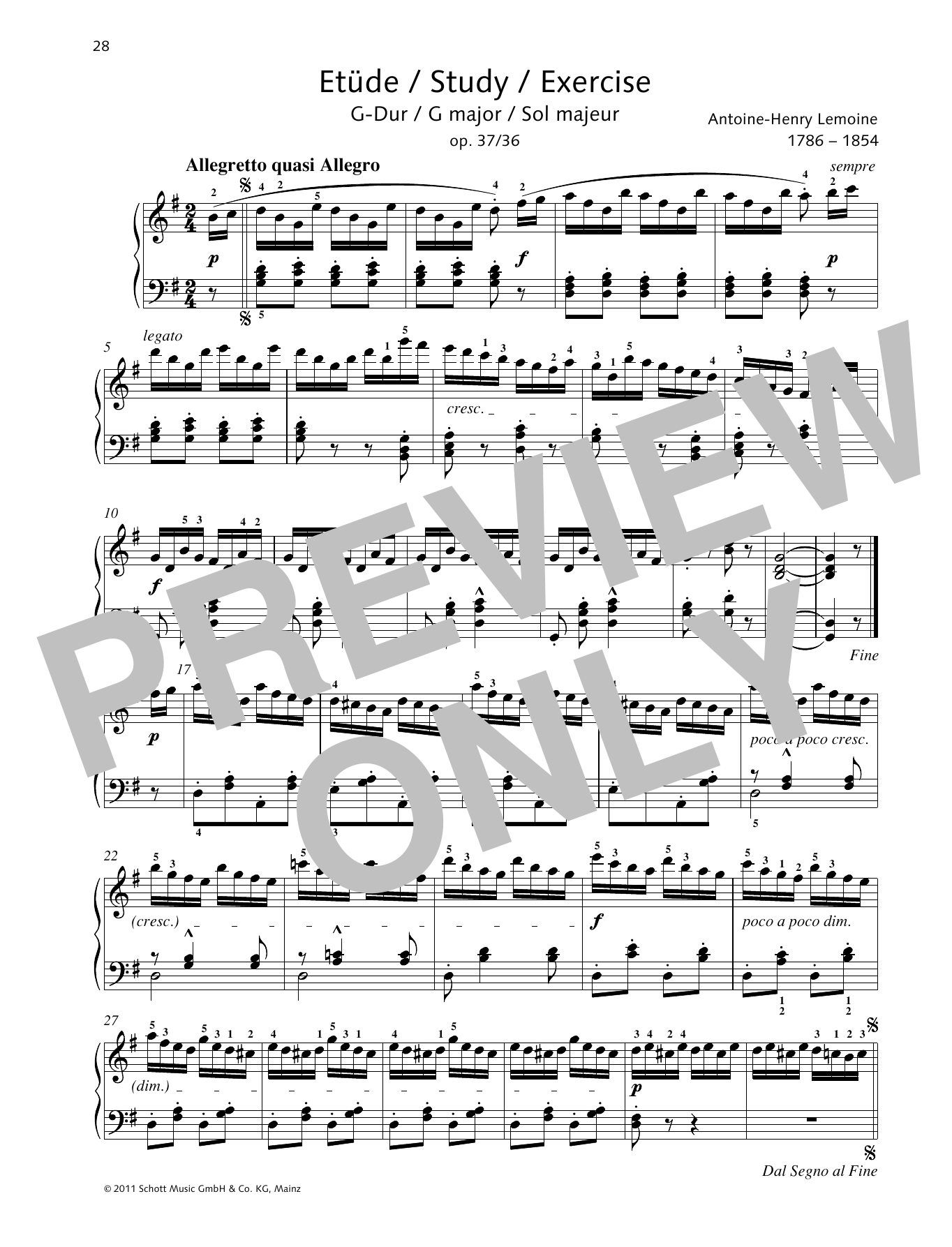 Learn to play Antoine-Henry Lemoine Study G major sheet music for Piano Solo in minutes. Price: 6.9900$ Antoine-Henry Lemoine Study G major sheet music notes and chords arranged for Piano Solo