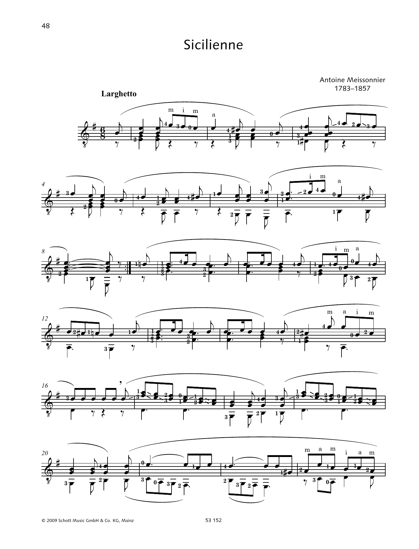 Antoine Meissonnier Sicilienne sheet music notes and chords. Download Printable PDF.