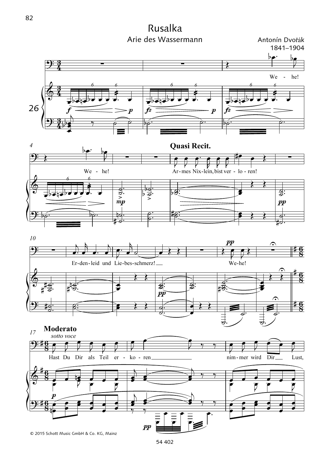 Learn to play Antonín Dvorák Wehe! Wehe! Armes Nixlein, bist verloren sheet music for Piano & Vocal in minutes. Price: 6.9900$ Antonín Dvorák Wehe! Wehe! Armes Nixlein, bist verloren sheet music notes and chords arranged for Piano & Vocal