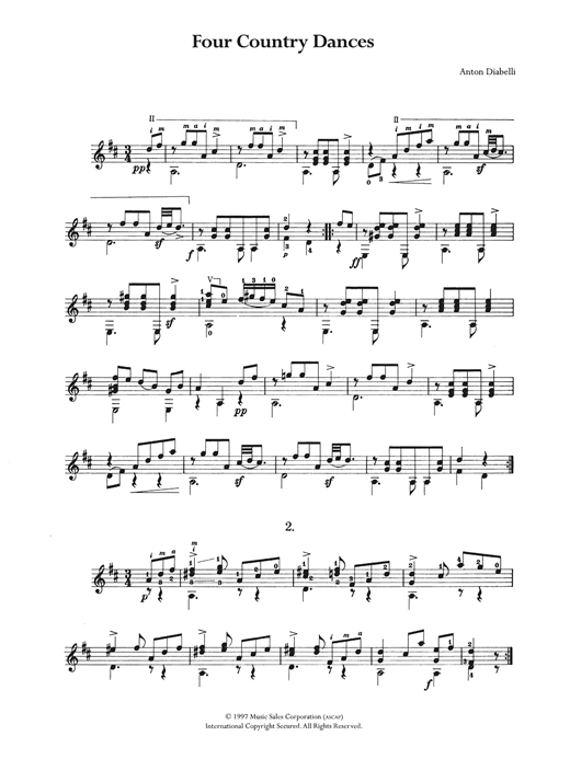 Learn to play Anton Diabelli Four Country Dances sheet music for Solo Guitar in minutes. Anton Diabelli Four Country Dances sheet music notes and chords