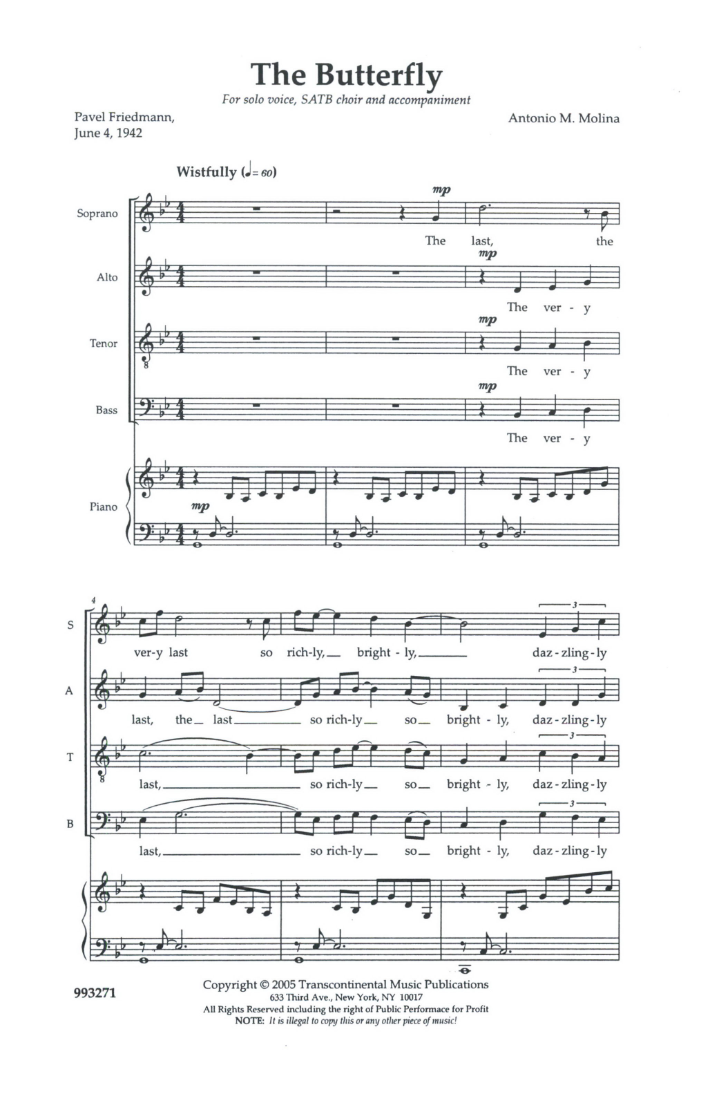 Anton Molina The Butterfly sheet music notes and chords. Download Printable PDF.